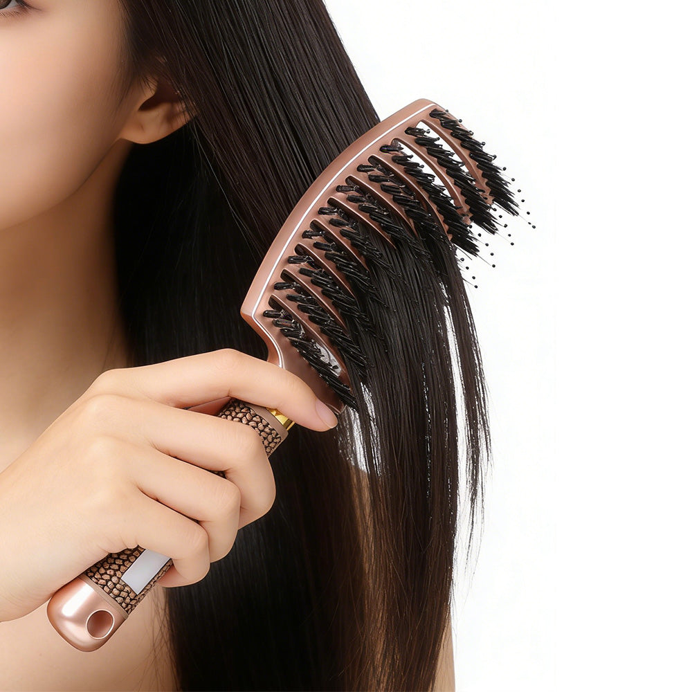 Detangle Nylon Boar Bristle Brush Head Scalp Massage Comb For Fine Hair