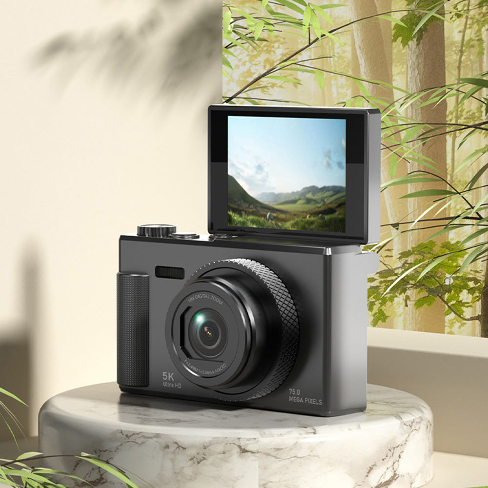 Digital Camera 5K 18X Zoom Flip Screen Video Camera with 64GB Memory Card