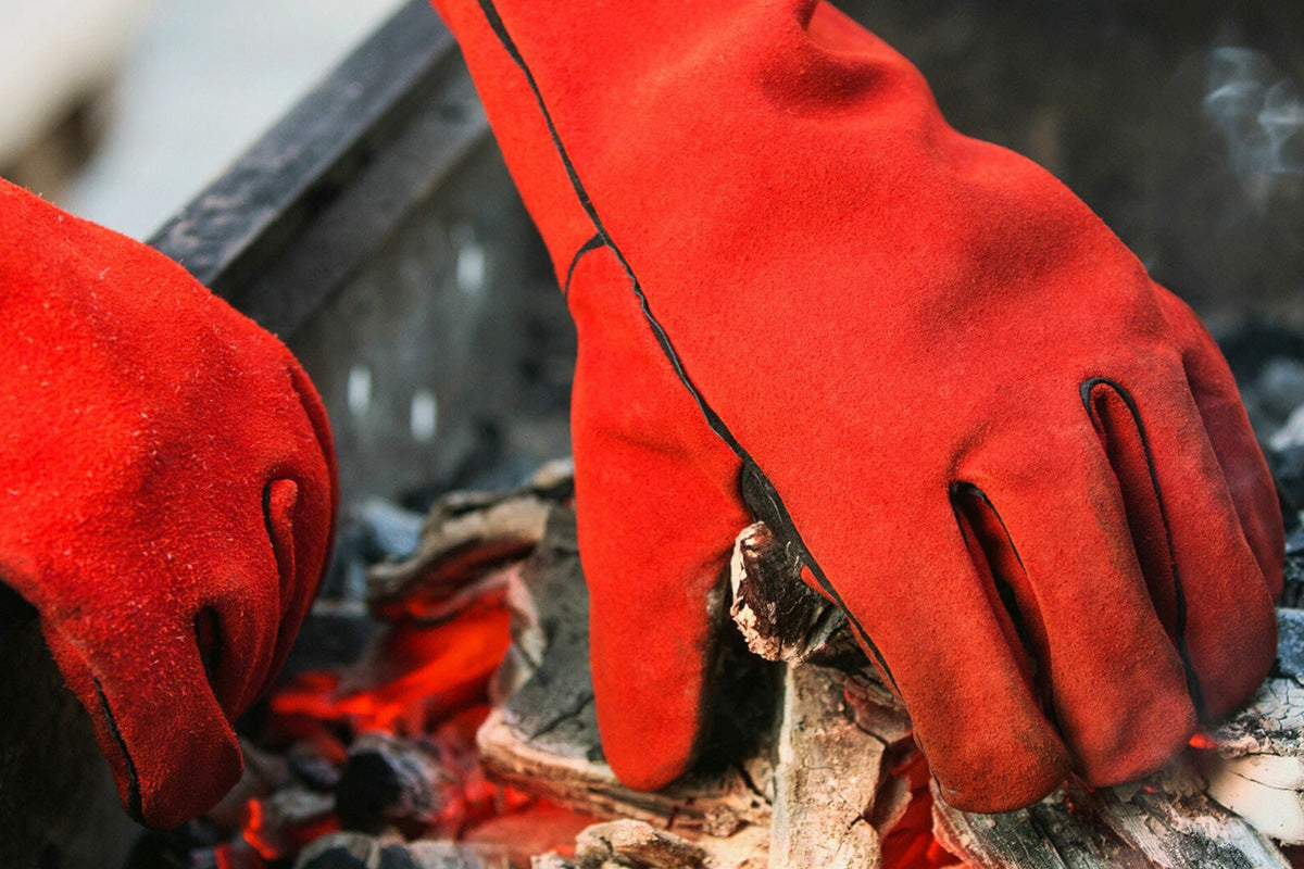Double Layer Leather Welding Gloves Heat Resistant Fireproof Safety Gloves