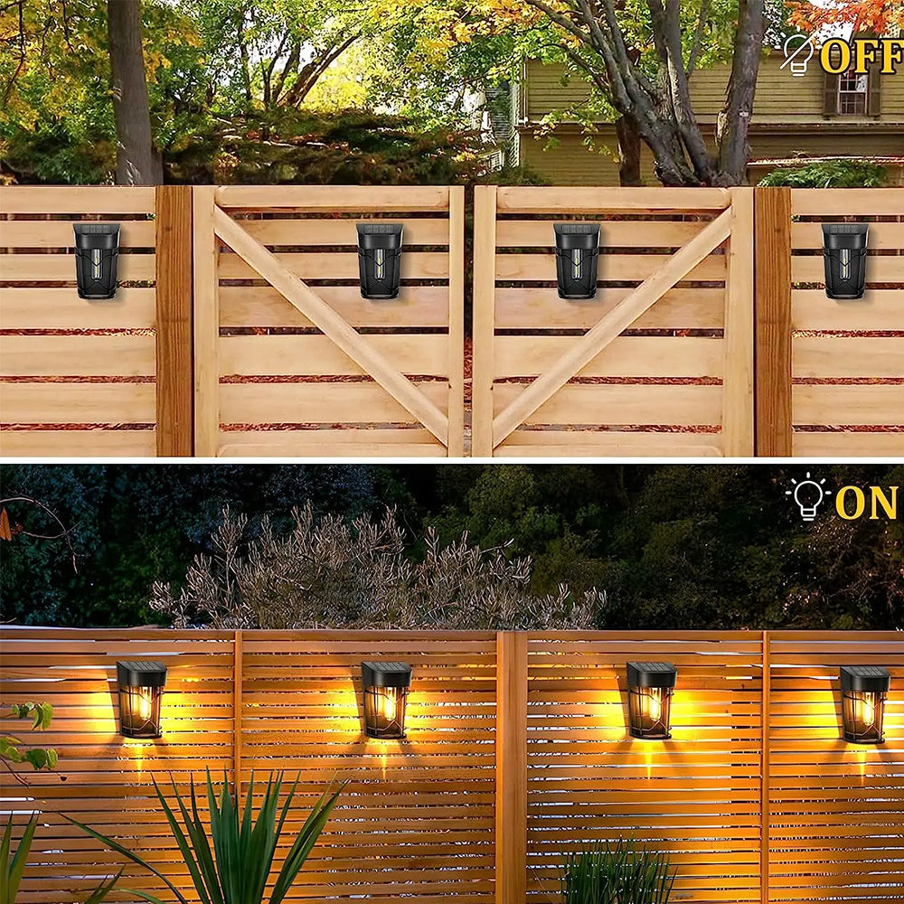 2Pcs Solar Fence Light Water-resistant Outdoor Wall Lamp