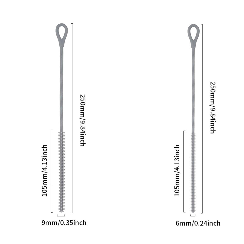 2Pcs Silicone Straw Cleaner Brush Non-slip Handle for Clearing Glass Smoothie Straws