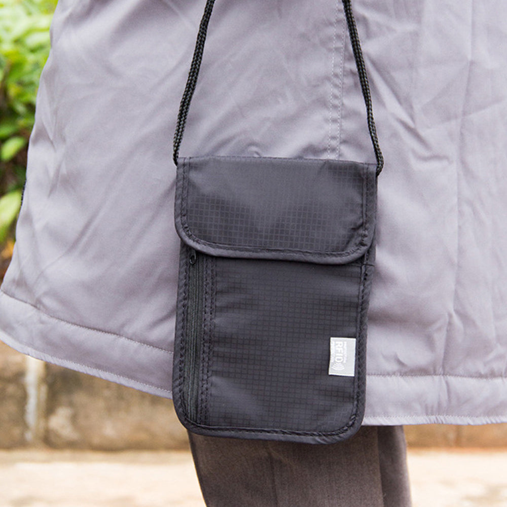 RFID Shielding Neck Passport Card Wallet Travel Storage Pouch