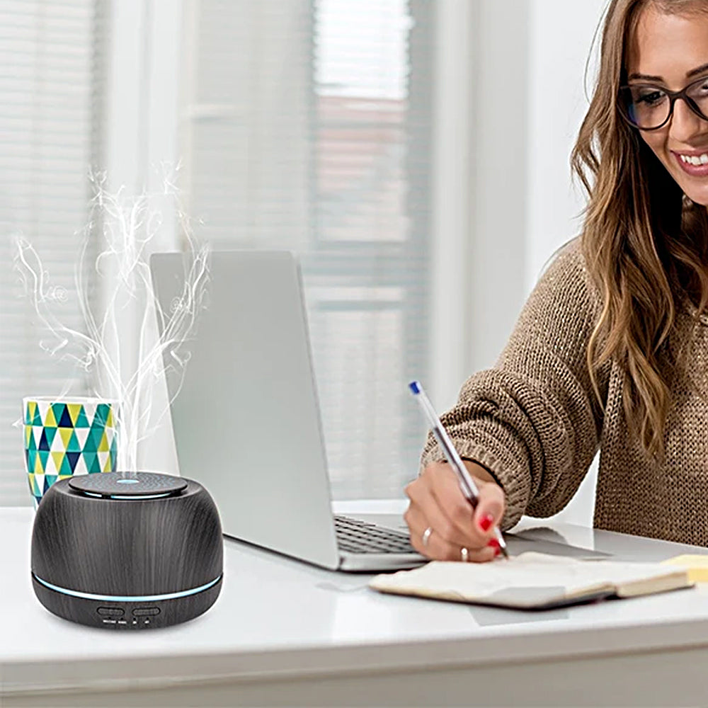 300ML Wood Grain Essential Oil Diffuser with 7 Color LED Light