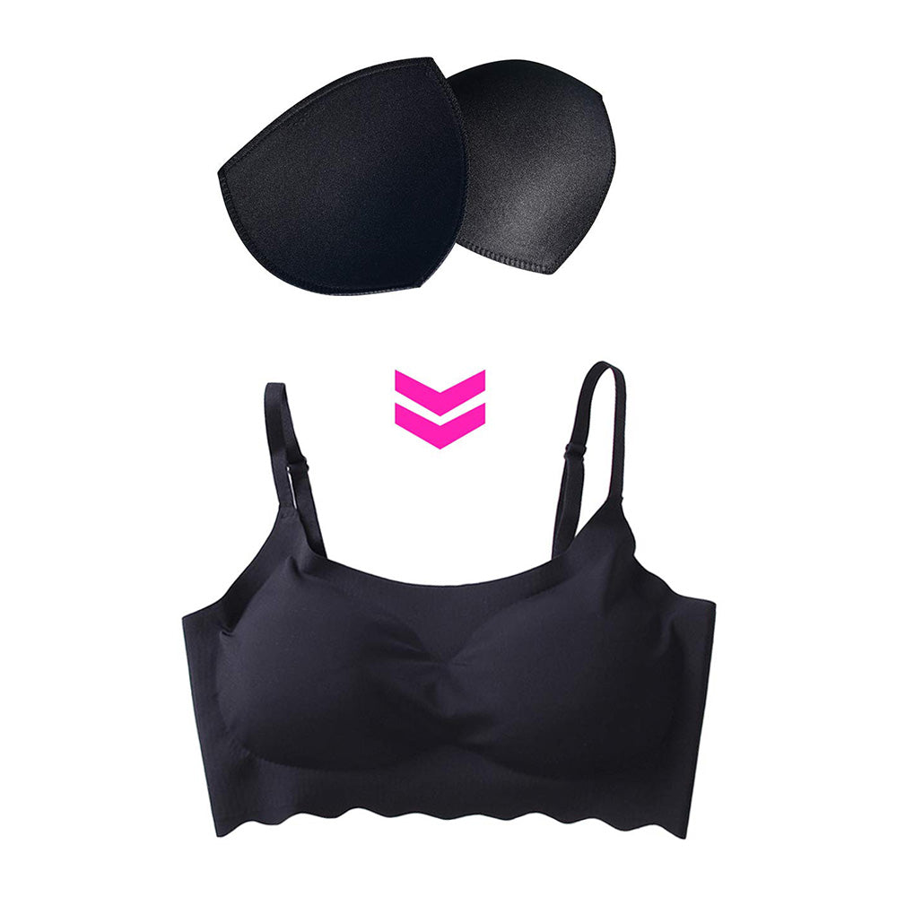 4 Pairs Triangle Replacement Foam Bra Pad Inserts for Sports Bras-Black