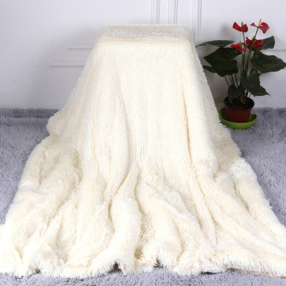 Solid Double-Sided Fuzzy Shaggy Blanket