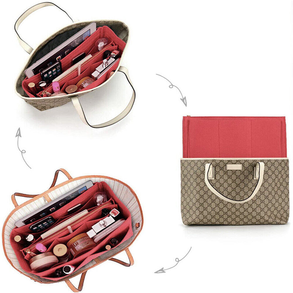 Thick Felt Tote Bag Organizer Insert with Multiple Pockets