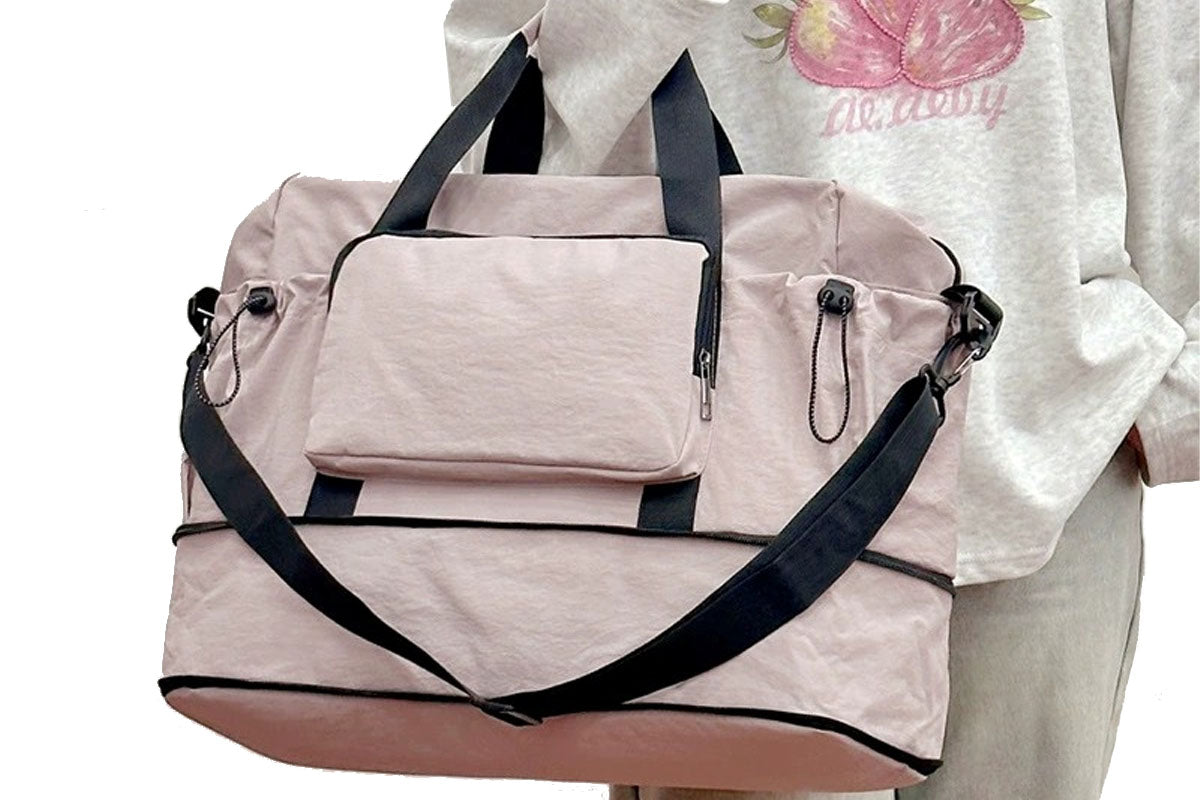 Expandable Travel Duffel Bag Gym Bag with Wet Dry Compartment