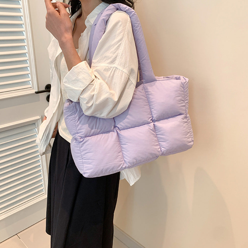 Puffer Tote Bag Large Quilted Puffy Handbag Lightweight Satchel Purse