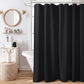 Waffle Weave Water Resistant Shower Curtain with 12 Rustproof Rings-Black
