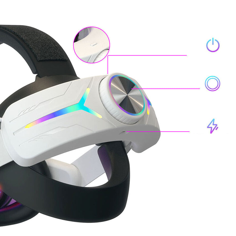 Adjustable RGB Head Strap with 8000mAh Battery for Meta Quest 3 VR  Headset Elite Strap
