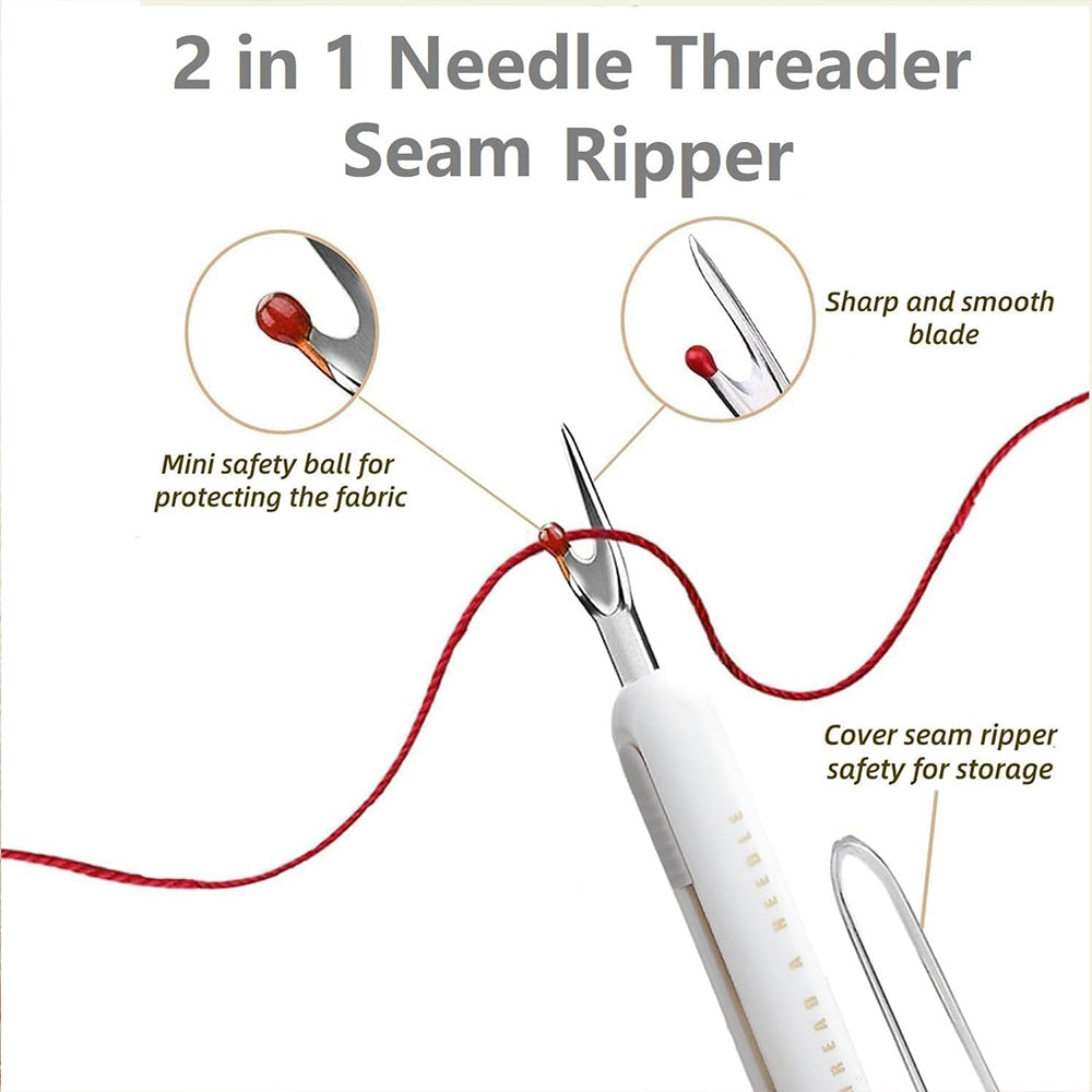 2-in-1 Needle Threader Seam Remover Sewing Ripper Tool