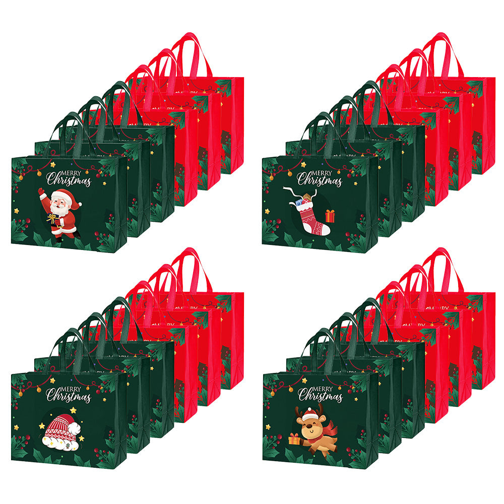 24Pcs Nonwoven Christmas and Halloween Handled Gift Shopping Bags
