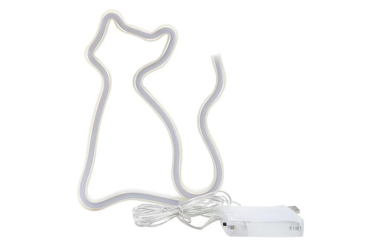 LED Cat Rainbow Neon Sign Lights Bedside Night Light Lamp Bedroom Wall Decoration