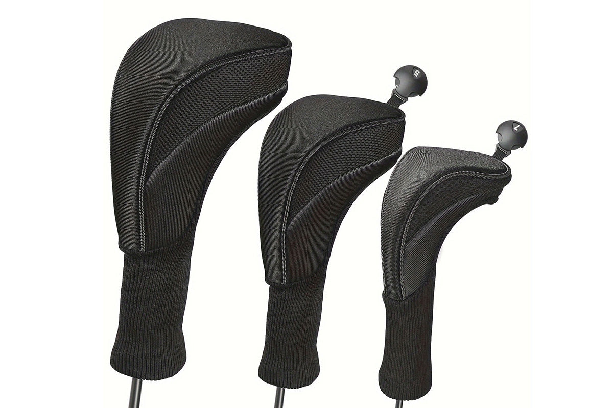 3Pcs Set Golf Club Head Cover for Woods and Driver with Interchangeable Tags 3 4 5 7 X