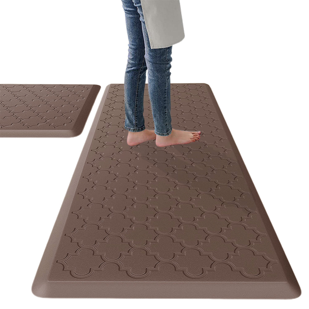 Cushioned PVC Floor Mat for Kitchen and Office-Brown