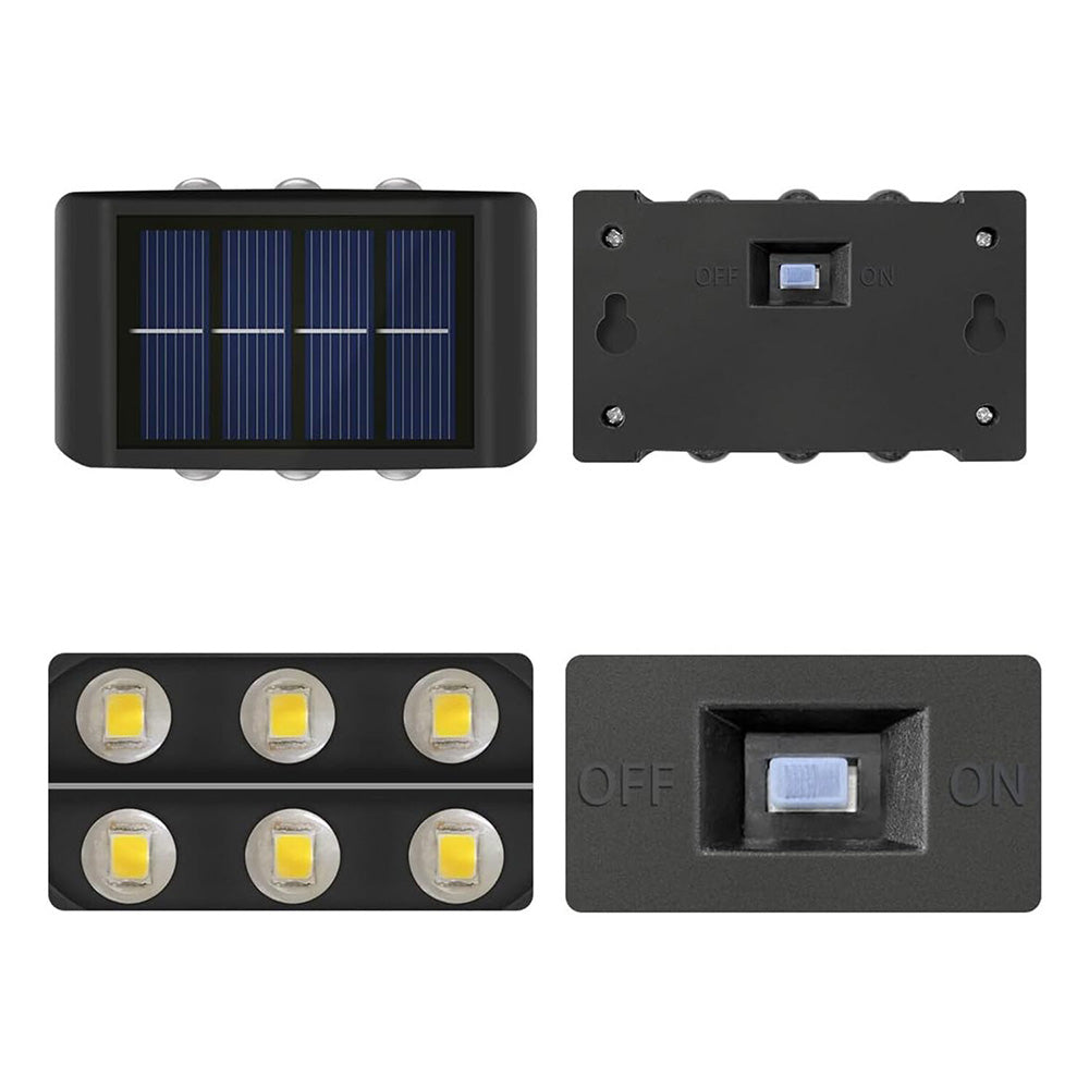 4Pcs Solar Wall Light for Outdoor Fence Waterproof Convex Lens Design