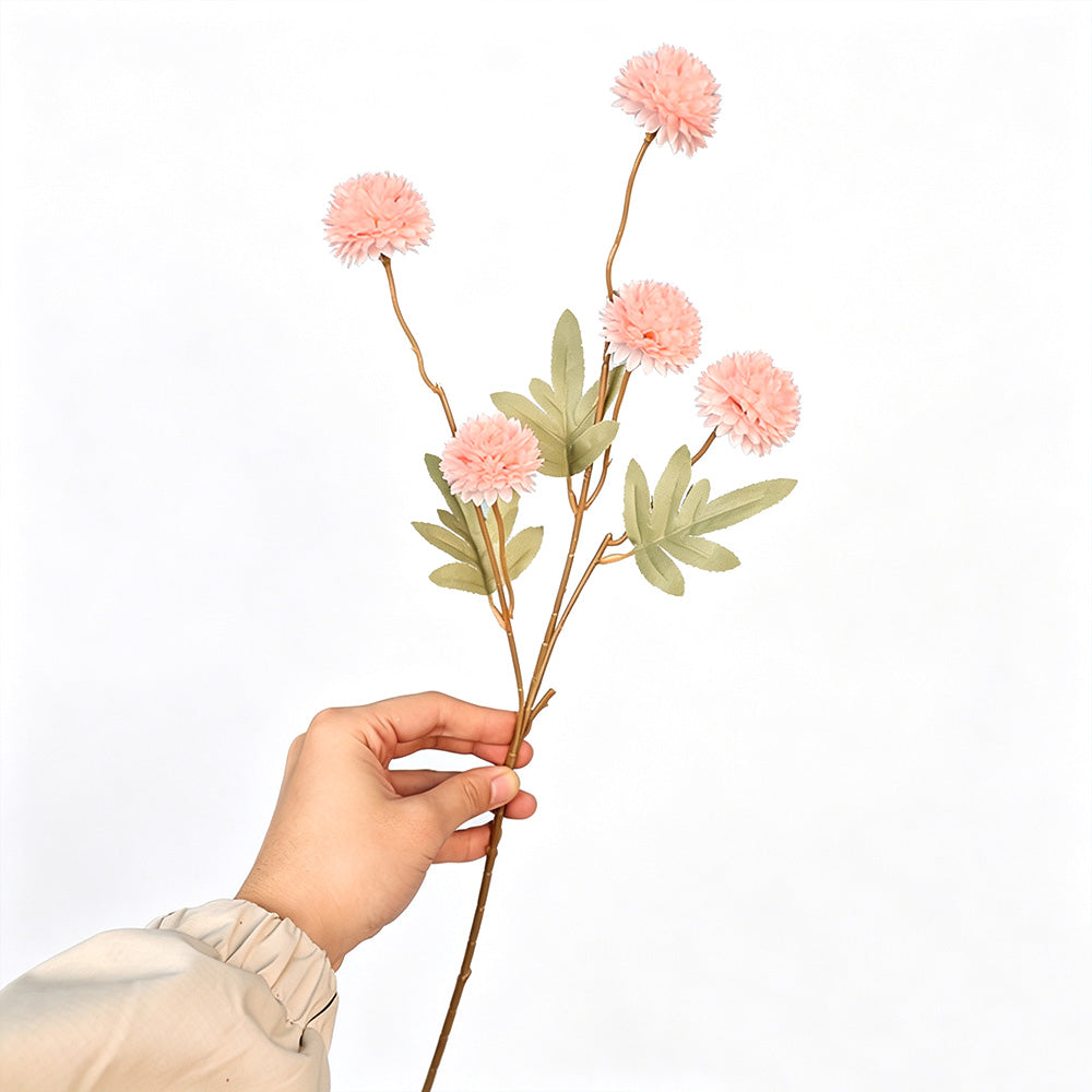 5 Pack Stem Cloth Dandelion Ball Artificial Flowers with Bendable Stems