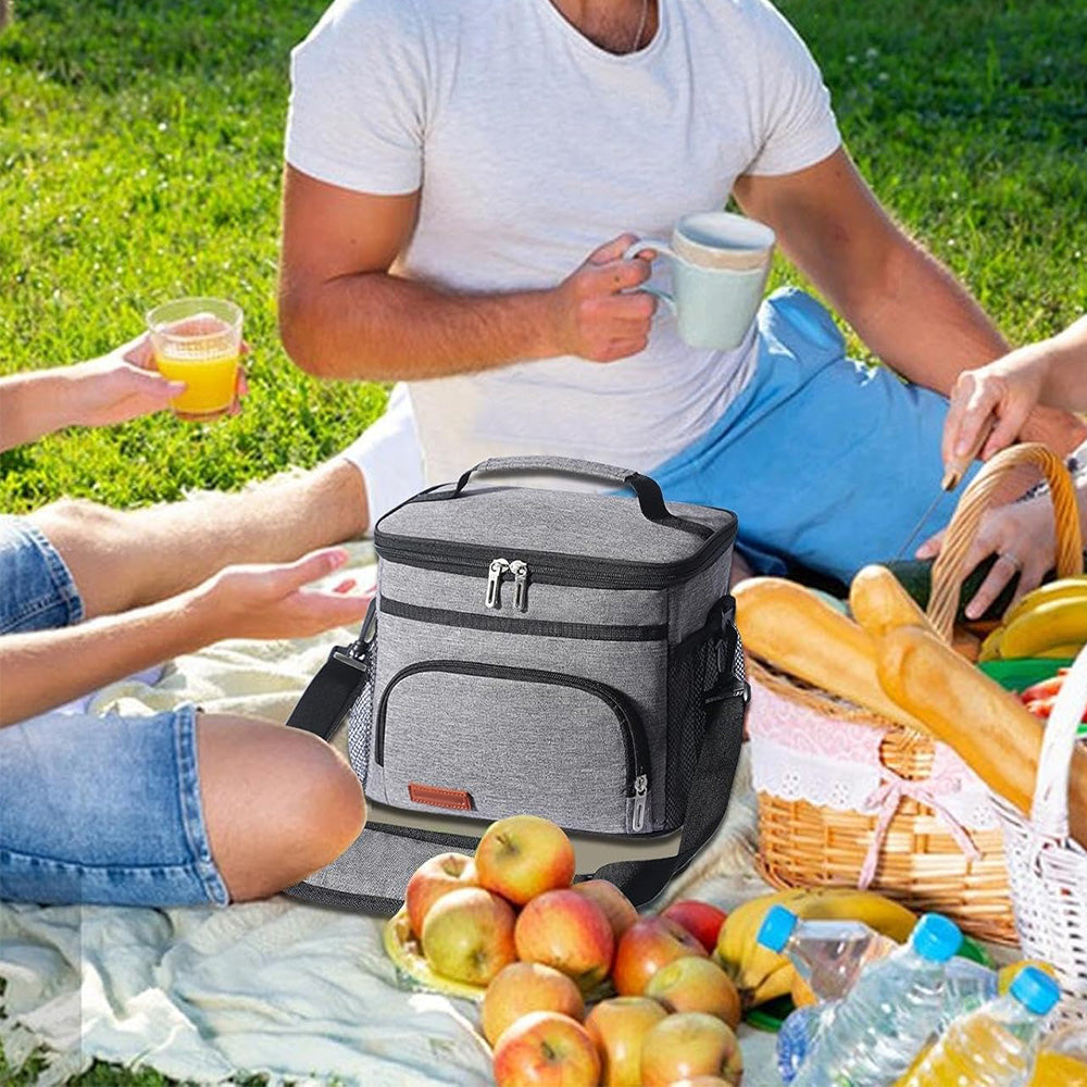 Insulated Lunch Box for Men Women Leak-Proof Cooler Lunch Bag with 4 Pockets