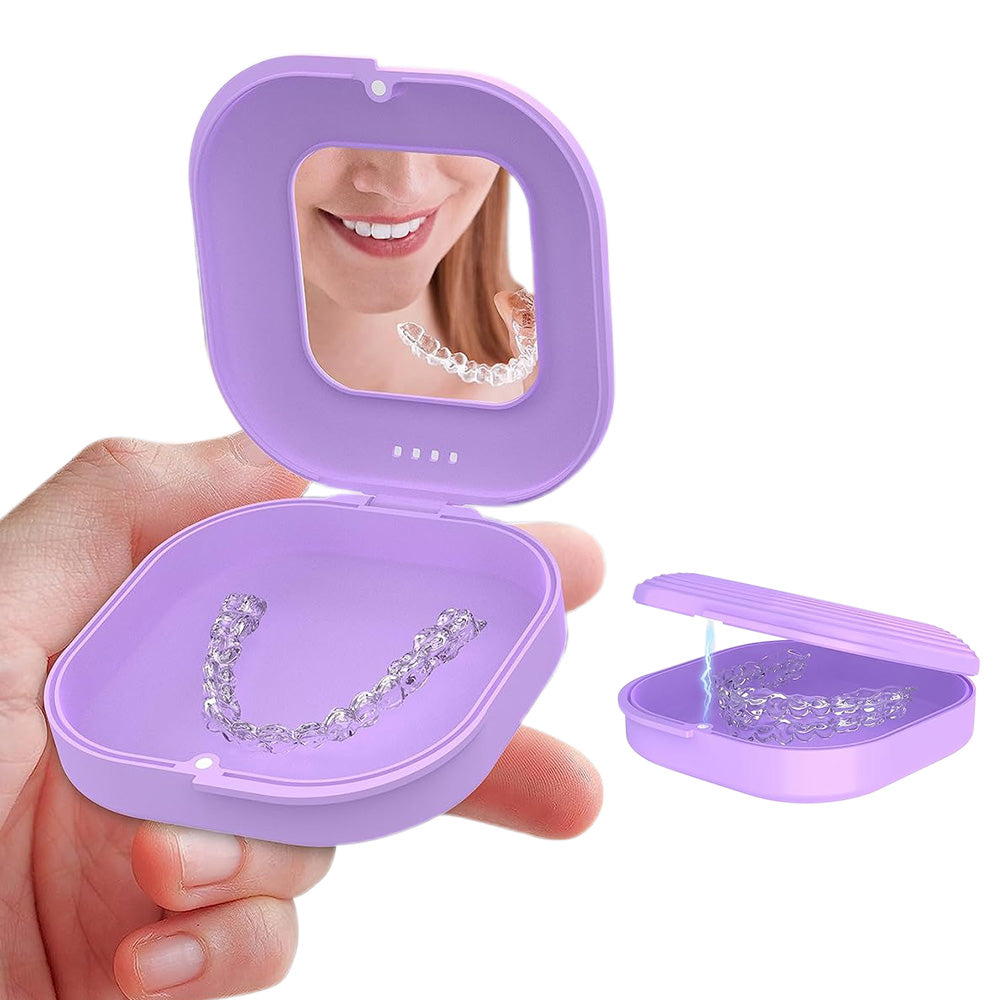 Retainer Case with Mirror and Retainer Removal Tool Mouth Guard Storage Box