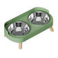 Elevated Double Stainless Steel Pet Food and Water Bowl Set