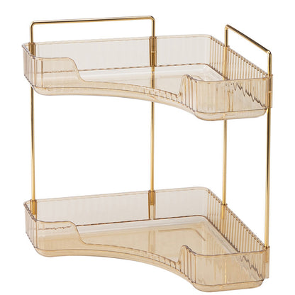 2 Tier Corner Bathroom Counter Makeup Storage Rack