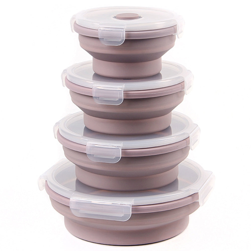 4Pcs Collapsible Food Storage Containers with Lid Microwave Freezer Security