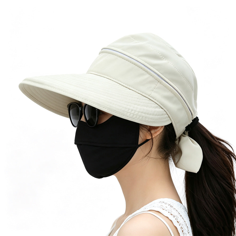 2 in 1 Detachable Zipper Wide Brim Sun Hat for Women