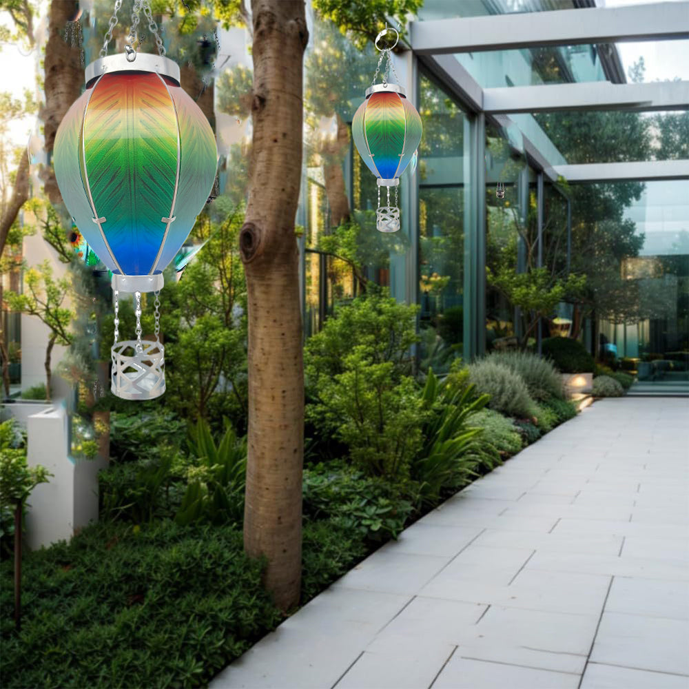 Hot Air Balloon Solar Hanging Light with Flickering Flame Light