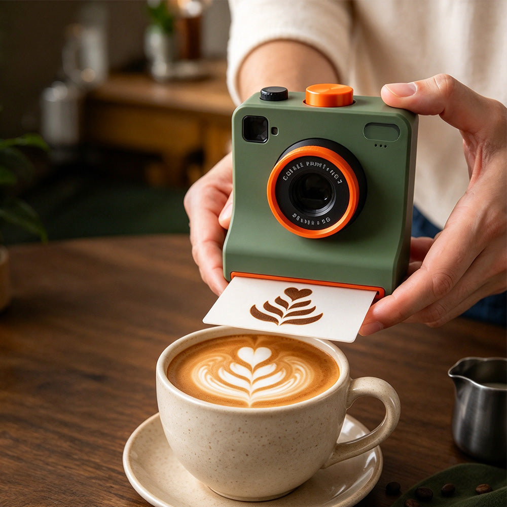 Retro Camera-Shaped Coffee Latte Art Stencil Tool for Home Cafe Barista Gift-Style 2