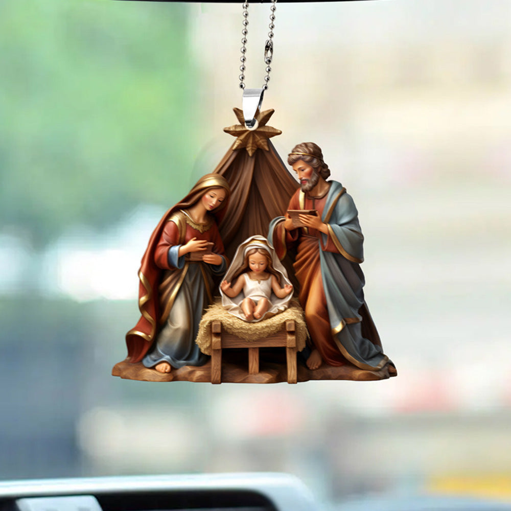 7Pcs 2D Christmas Nativity Scene Ornaments the Birth of Jesus Decor