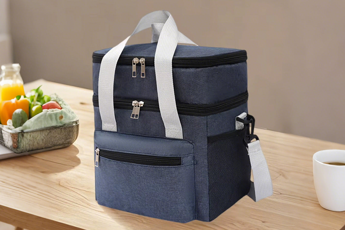 Double-Layer Insulated Portable Lunch Bag Cooler Food Container