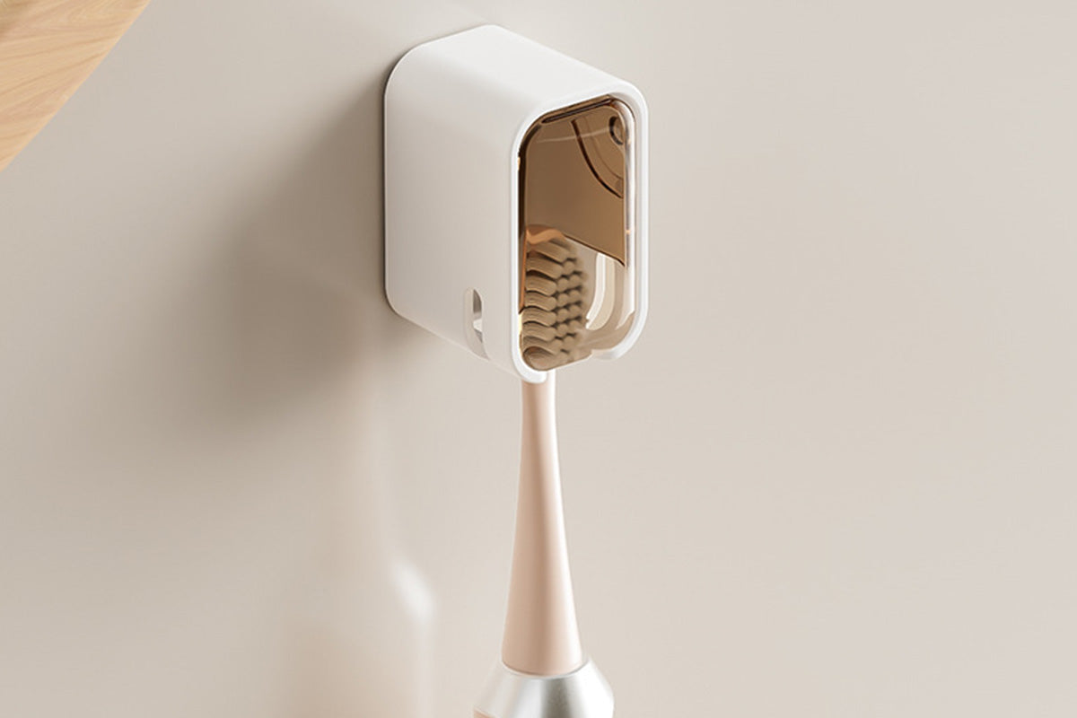 2Pcs Toothbrush Holders Wall Mounted Tooth Brush Holder with Cover for Shower