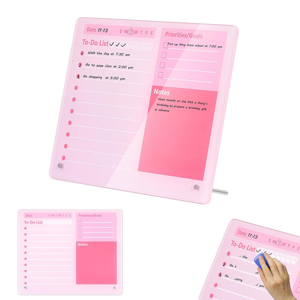 Thick Acrylic Dry Erase Board for Desk Planner with Stand