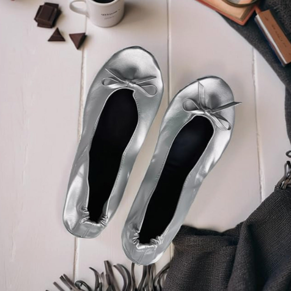 Women Foldable Indoor Ballet Flat Roll Slipper Shoes Dance Shoes Party Ball Prom