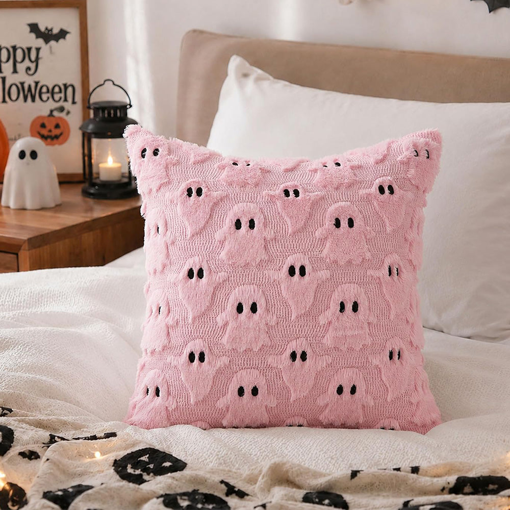 Cute Halloween Ghost Pillow Cover with Zipper for Living Room Bedroom Office