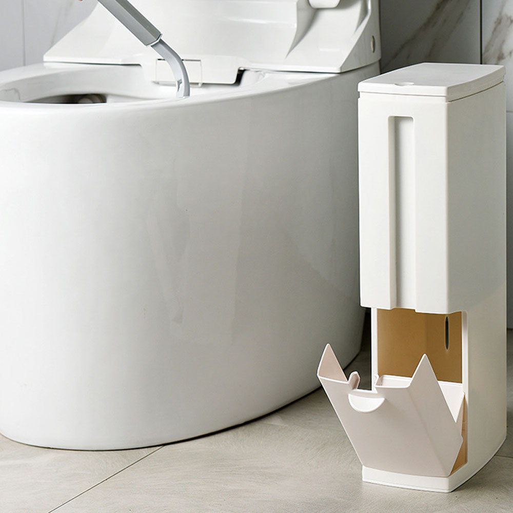 Slim Bathroom Trash Can Toilet Brush Set Waste Bin Toilet Brush Holder