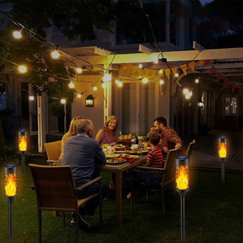 6Pcs Solar LED Tiki Torch with Flickering Flame Solar Outdoor Light