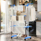 4 Tier Foldable Clothes Drying Rack with Wheels and Storage Hooks