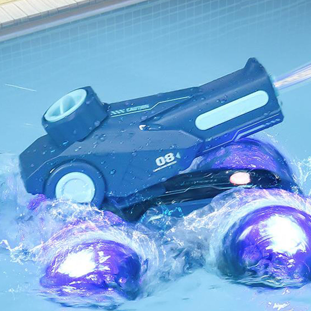 2.4GHz 4WD Amphibious Remote Control Stunt Car Boat with Water Gun Toy
