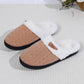 Indoor Non Slip Fuzzy Slippers for Women Warm Knitted House Shoes-Khaki