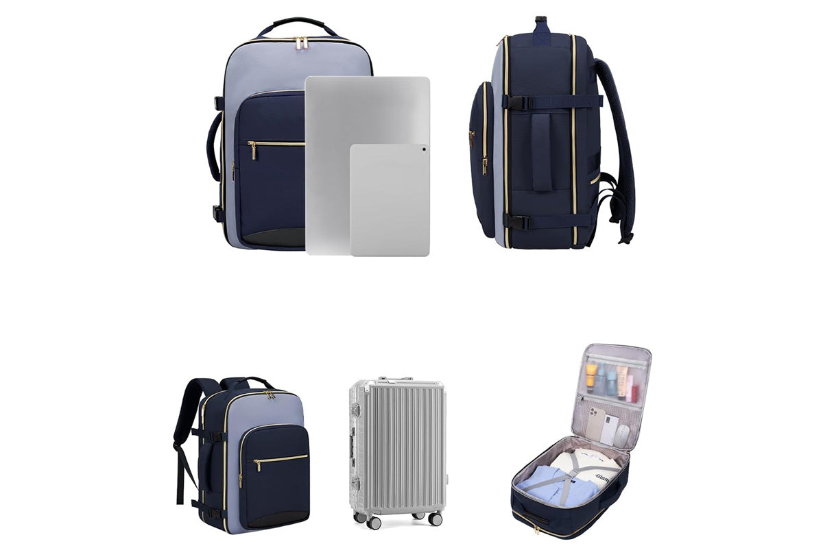 4-Piece Travel Backpack Set Weekender Essentials Backpack for Airplane Travel