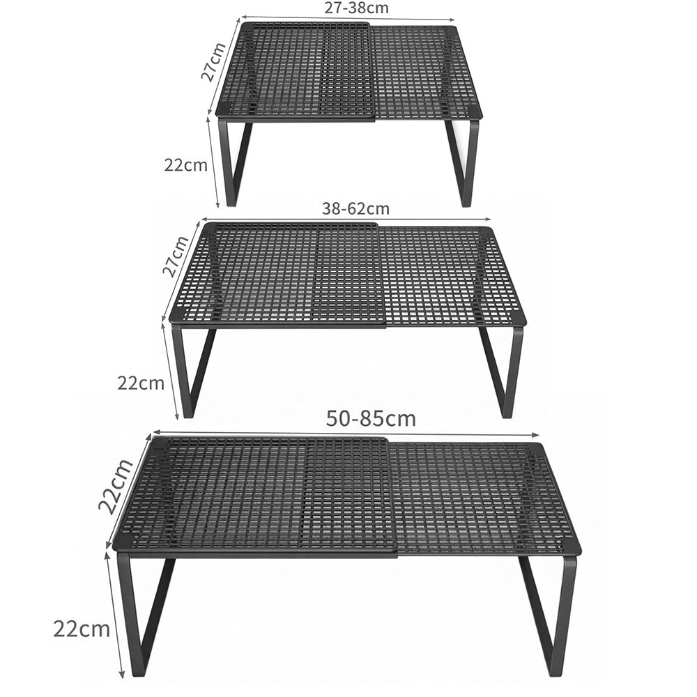 Expandable Carbon Steel Closet Shelf and Adjustable Storage Rack-Black