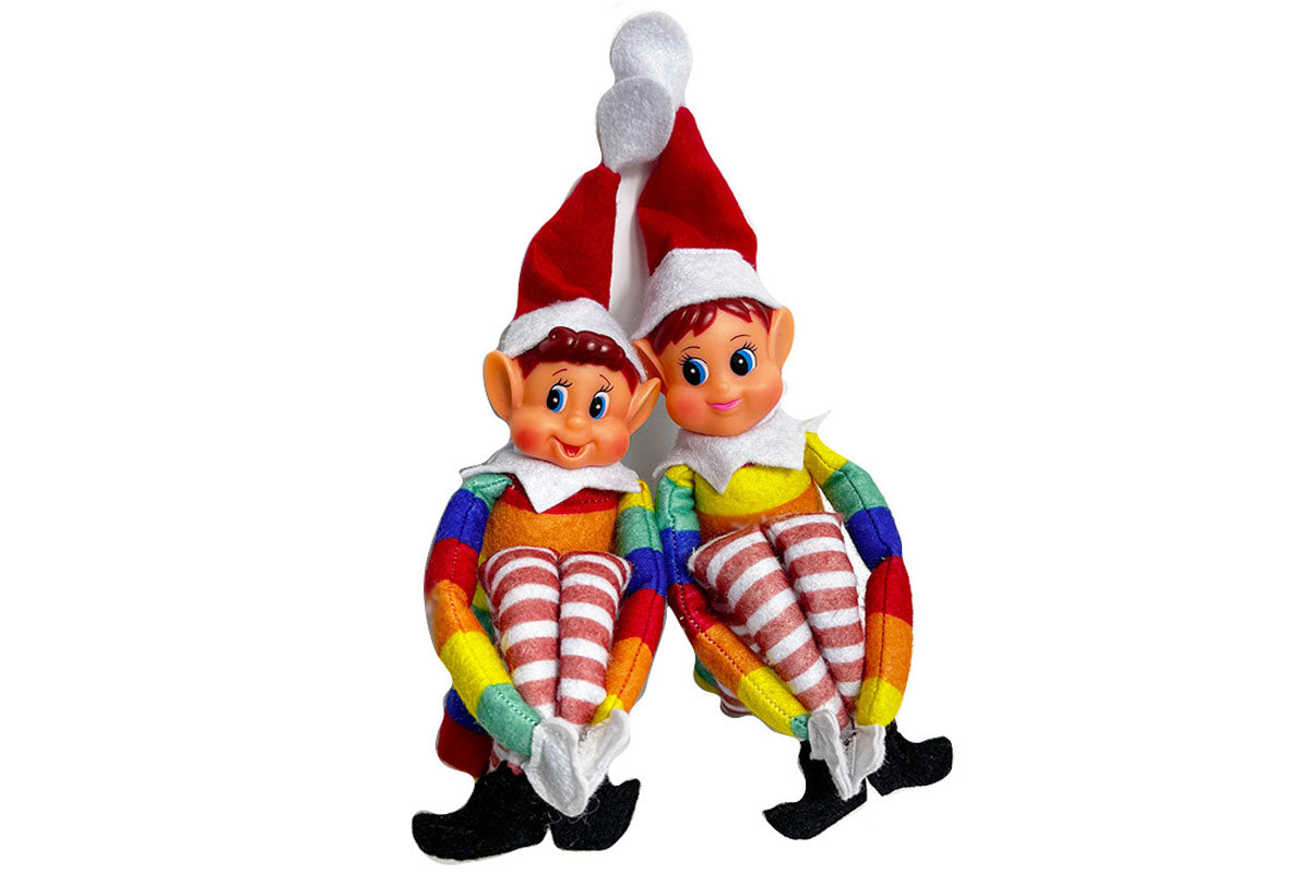 2Pcs Poseable Christmas Elf Fabric Doll Xmas Tabletop Decoration 40cm