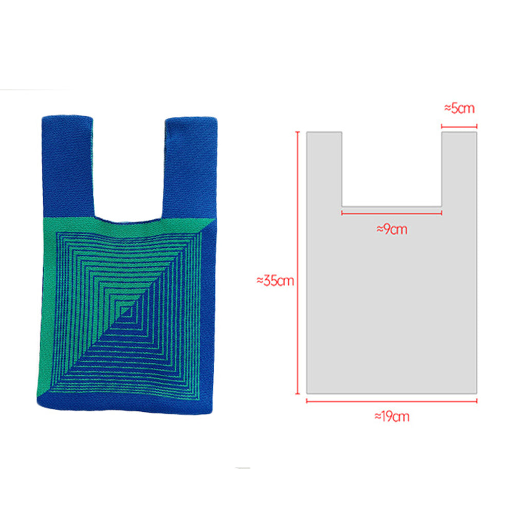2Pcs Cute Knitted Wrist Bag-Blue Line