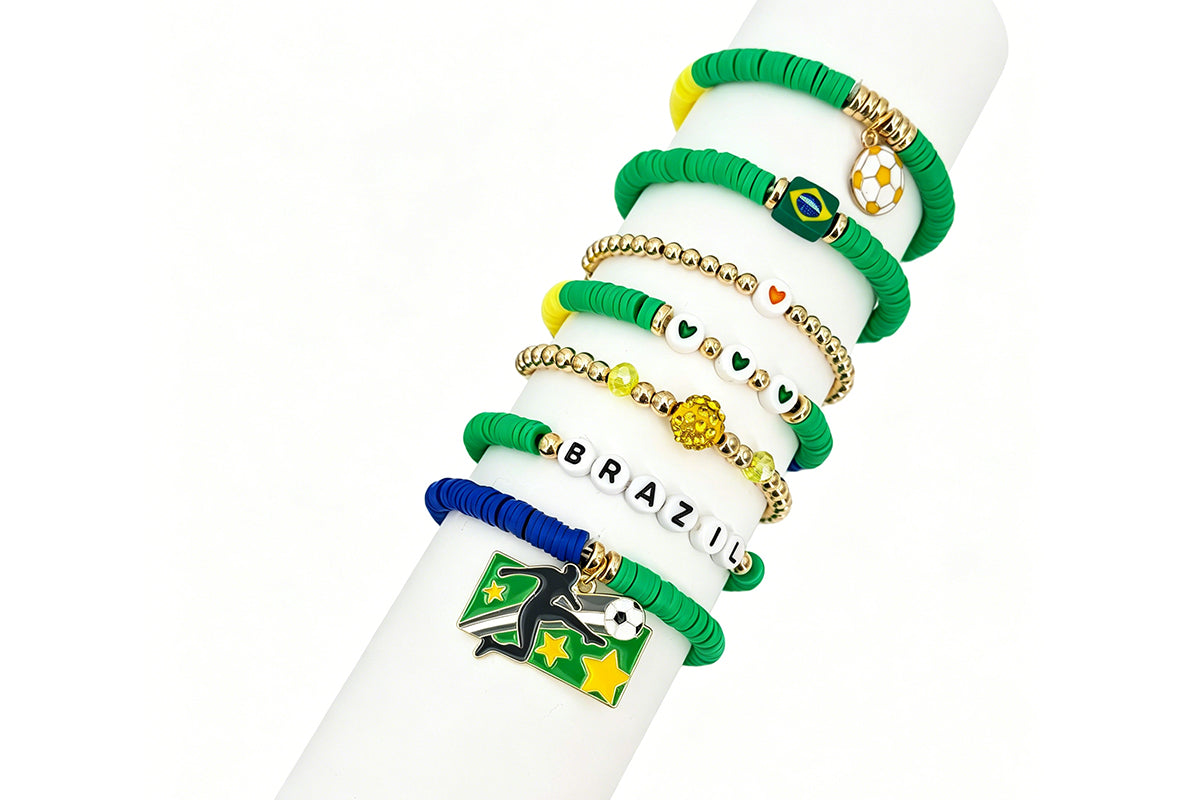 Colorful Soft Clay Football World Cup Bracelets Set for Aldults Soccer Fans