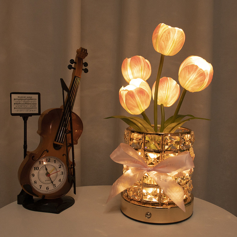 Tulip Flower Lamp Valentine Day Gifts 3 Color Dimming Night Light