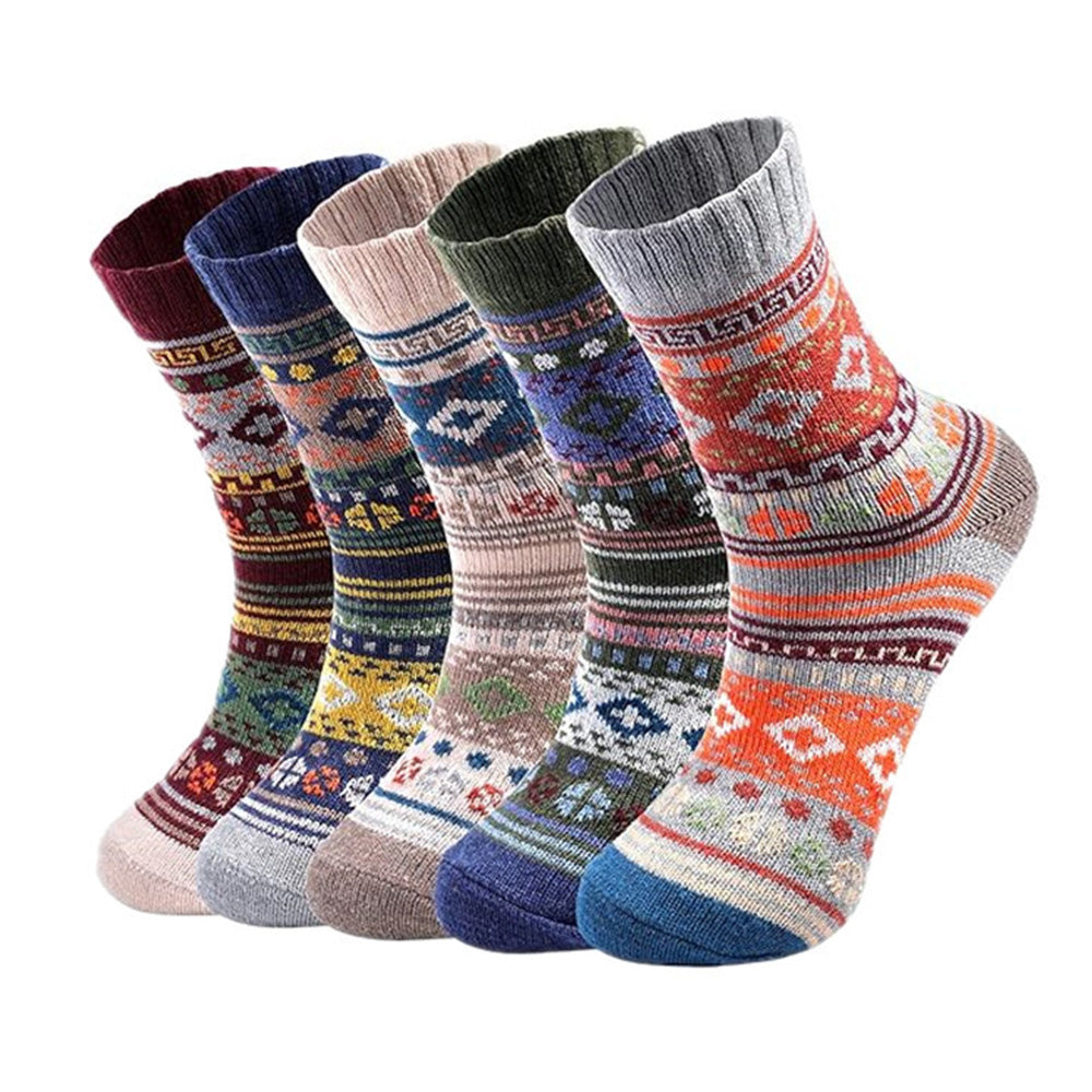 5 Pack Winter Warm Knit Socks Thick Soft Multicolor Free Size for Men and Women