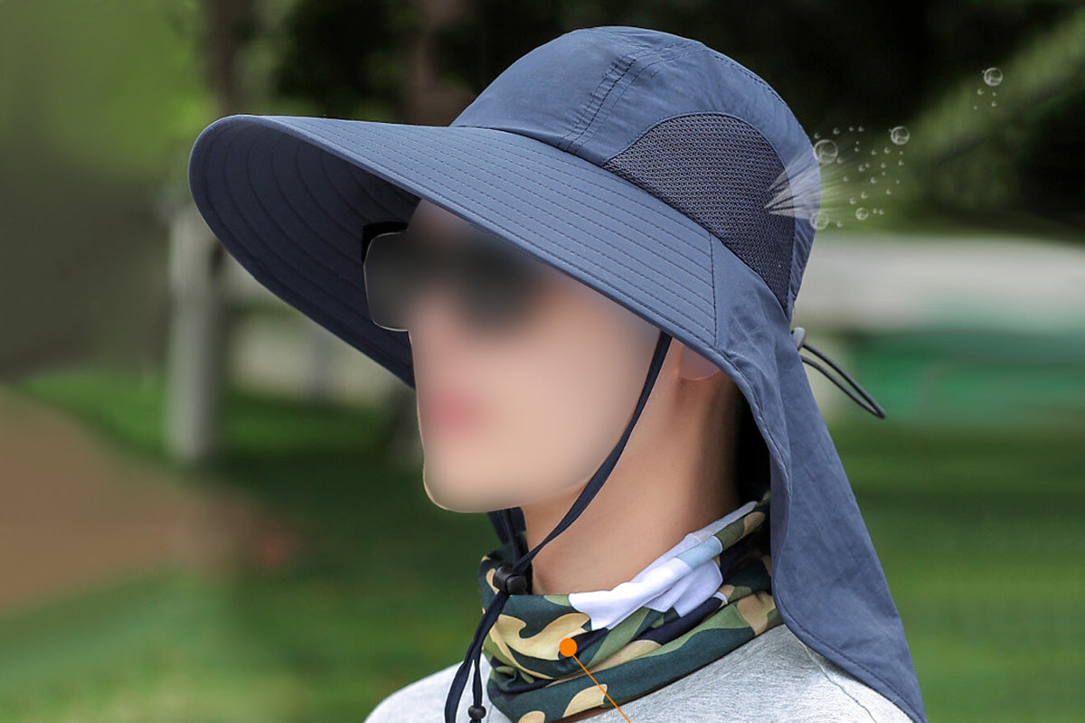 Outdoor Hiking Fishing Hat Sun Protection Unisex Neck Flap Cap Wide Brim