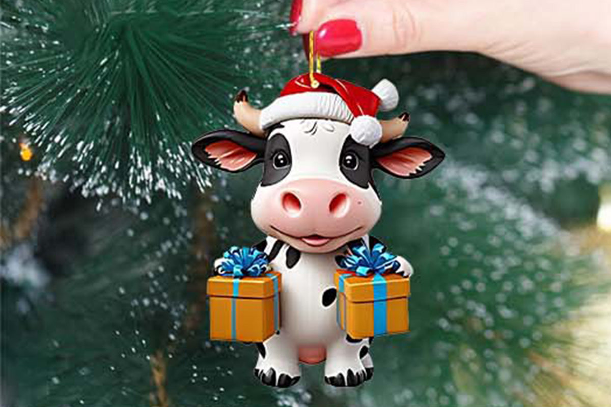 2025 Christmas Cow Advent Calendar Blind Box 24 Days Ornaments Set for Tree