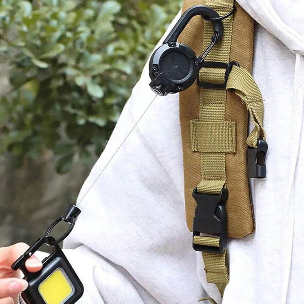 4Pcs Heavy Duty Retractable Steel Cord Carabiner Anti-Lost Backpack Key Chain Badge Holder
